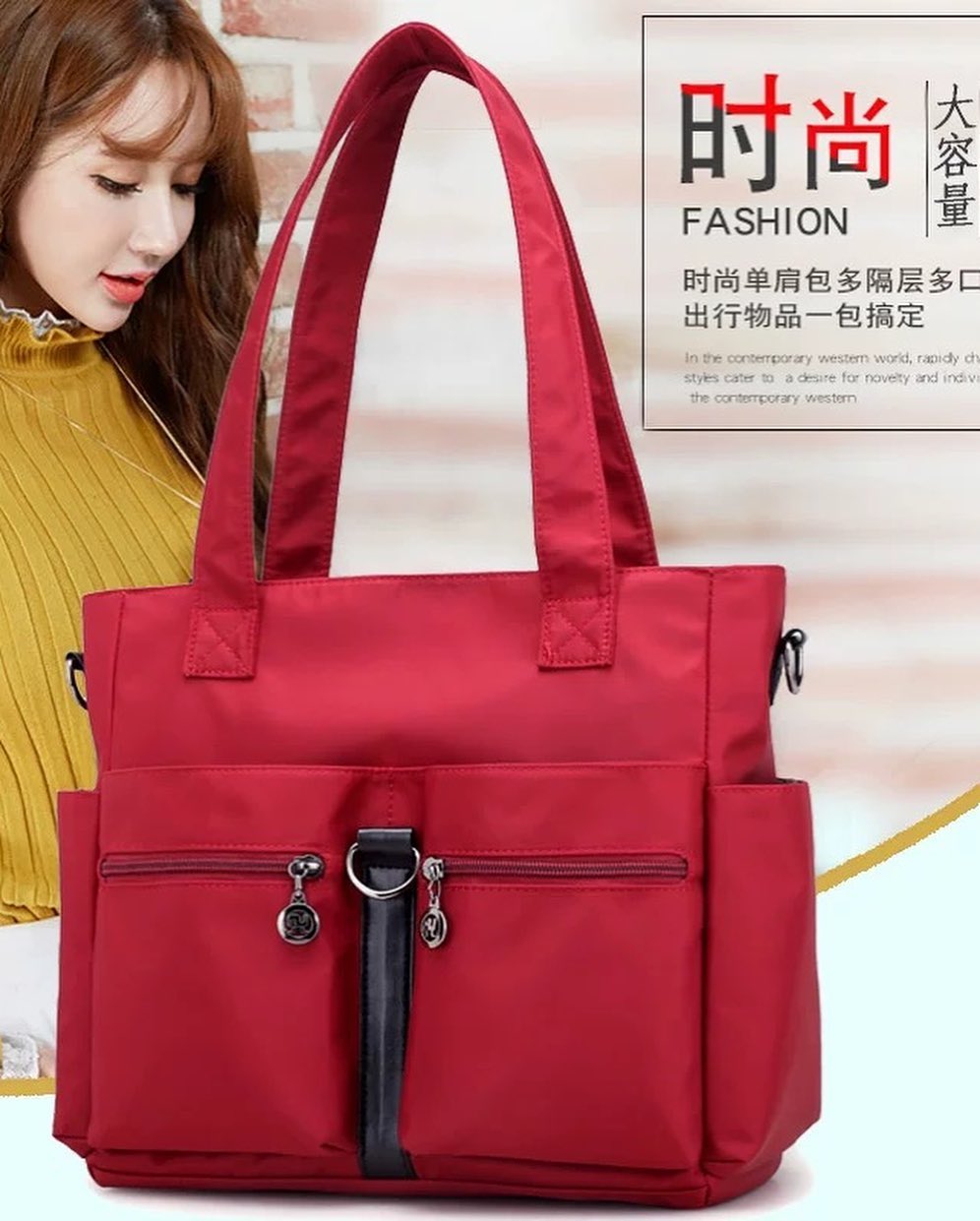 ✨PREORDER✨ new simple and versatile fashion trend waterproof Oxford nylon cloth multi-pocket one-shoulder Messenger handbag for women