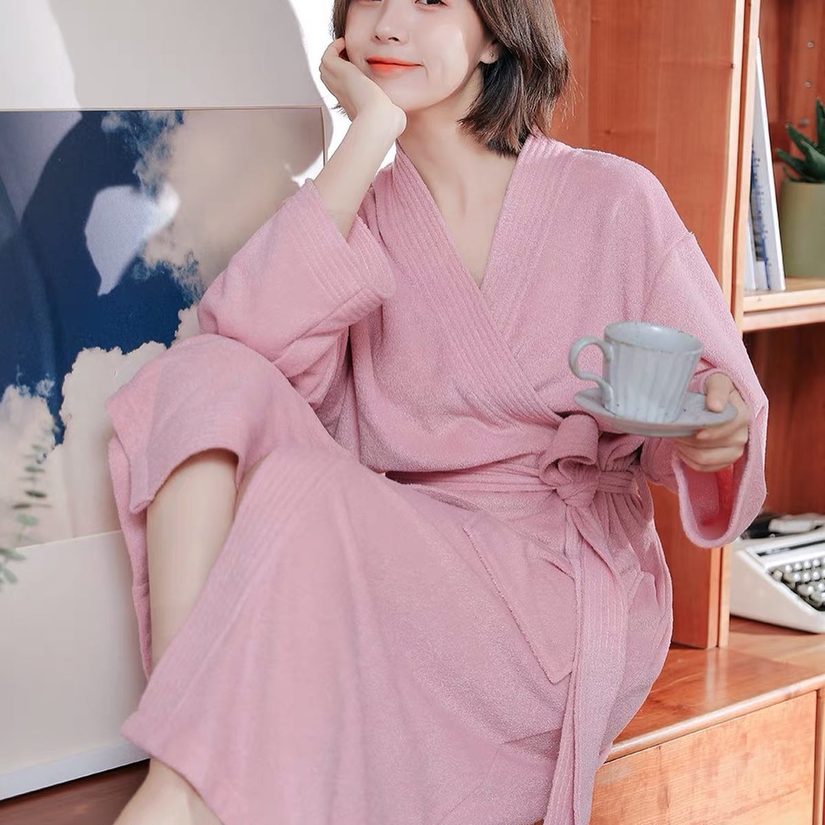 ✨PREORDER✨ Hotel towel material bathrobes female spring and autumn couples long bathrobes are better than pure cotton absorbent and quick-drying nightgowns men's summer