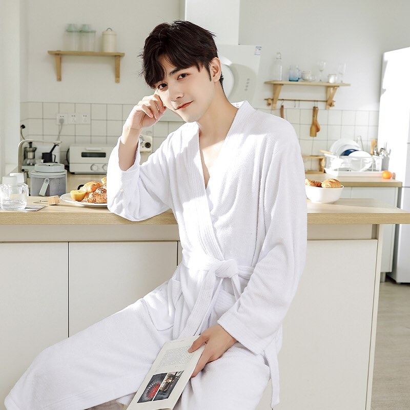 ✨PREORDER✨ Hotel towel material bathrobes female spring and autumn couples long bathrobes are better than pure cotton absorbent and quick-drying nightgowns men's summer