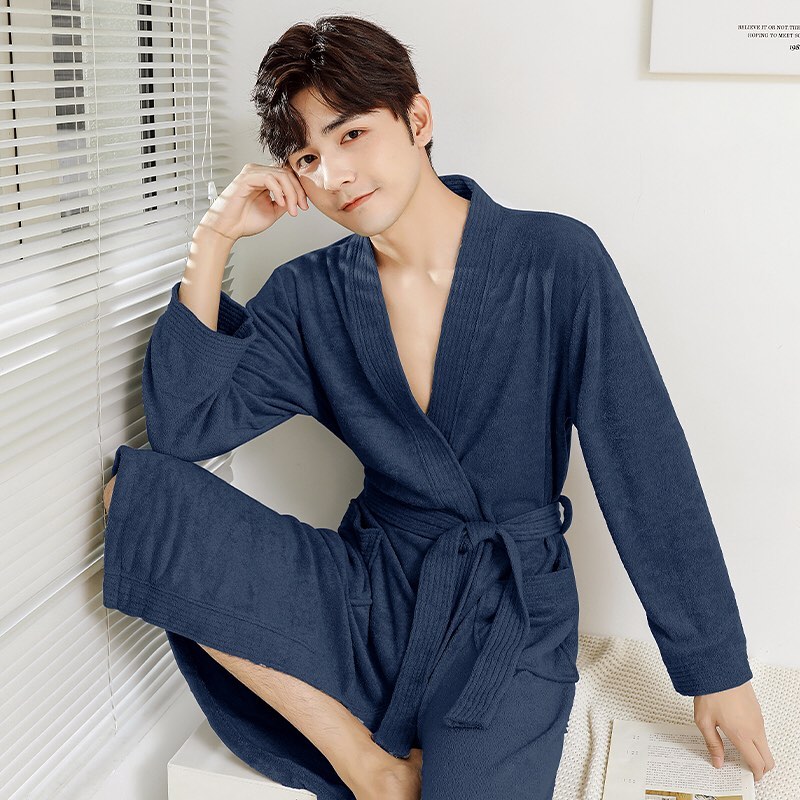 ✨PREORDER✨ Hotel towel material bathrobes female spring and autumn couples long bathrobes are better than pure cotton absorbent and quick-drying nightgowns men's summer