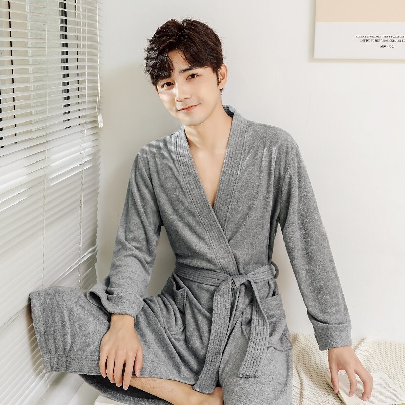 ✨PREORDER✨ Hotel towel material bathrobes female spring and autumn couples long bathrobes are better than pure cotton absorbent and quick-drying nightgowns men's summer
