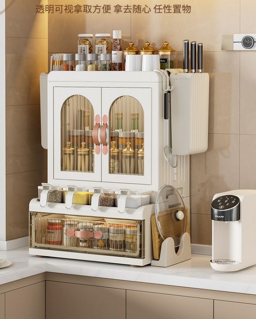 ✨PREORDER✨ Kitchen condiment storage rack countertop multi-functional kitchen utensils knife holder chopstick storage box condiment multi-layer shelf