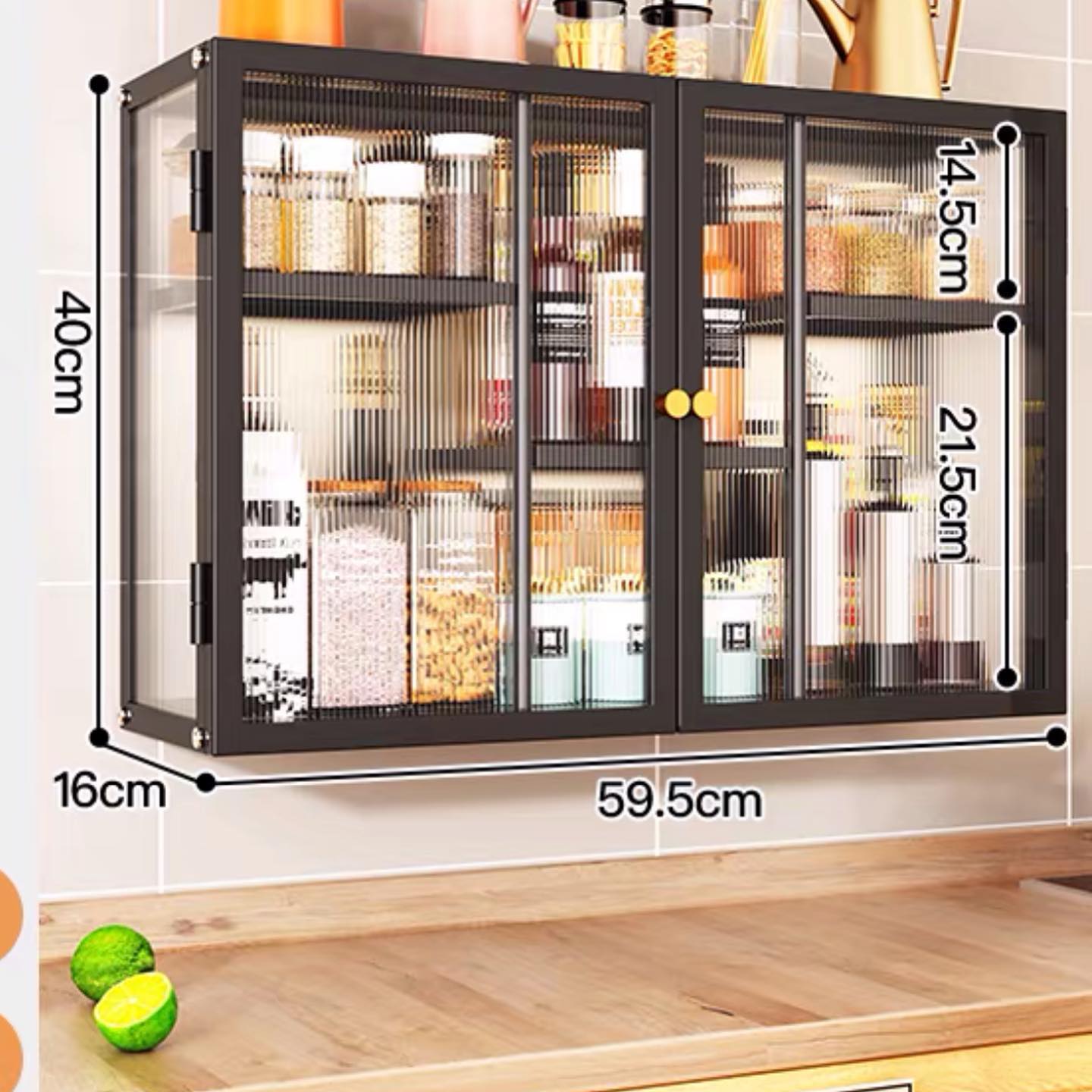 ✨PREORDER✨ Dust-proof kitchen with door punch-free wall-mounted condiment storage box cabinet multi-functional oil, salt, sauce and vinegar bottle storage rack