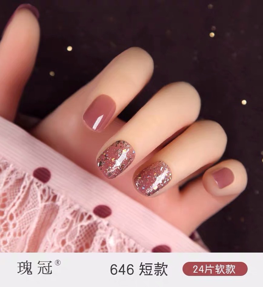For preorder Crown nail patch manicure patch wear repeatedly using wearable women's armor finished removable nail patch