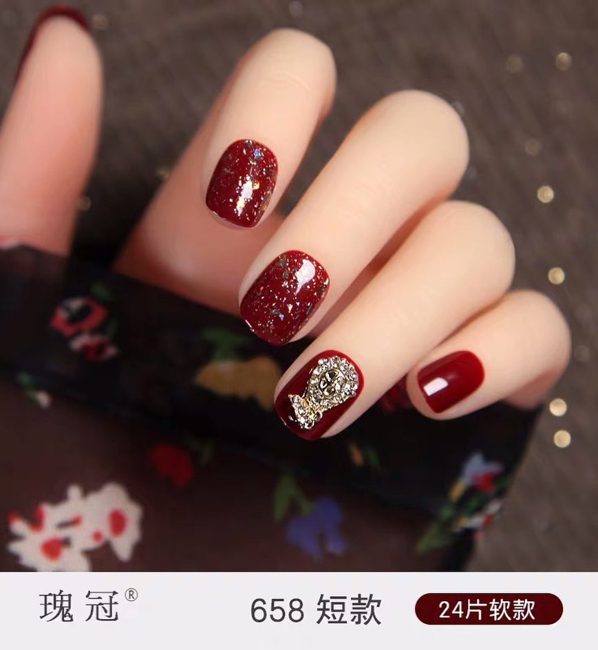 For preorder Crown nail patch manicure patch wear repeatedly using wearable women's armor finished removable nail patch