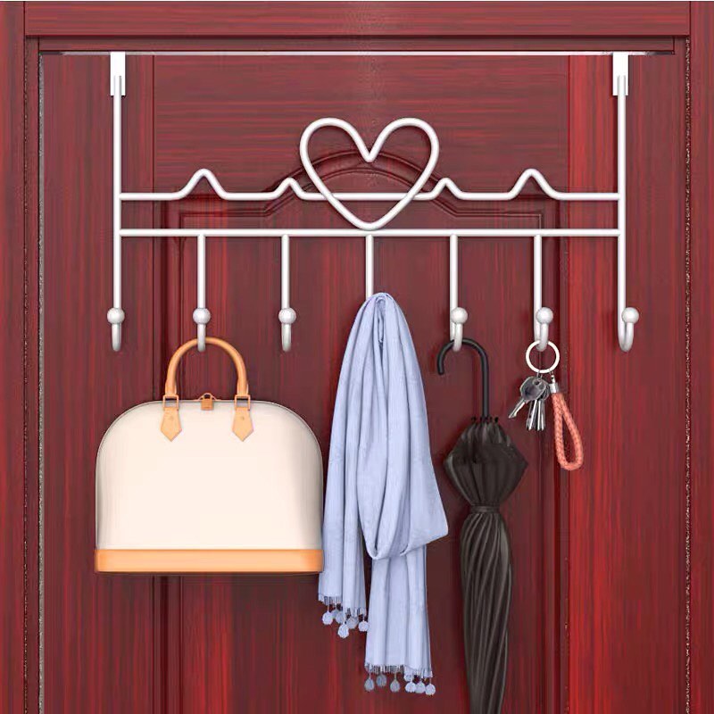 Instock door back hook free hole wall hanging hanger bedroom door back storage clothes rack cloak hook