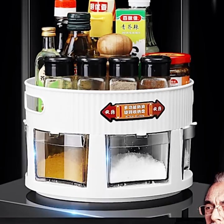 ❤️PREORDER❤️
Double-layer rotary dressing rack kitchen countertop multi-functional soy sauce bottle seasoning collection box household seasoning box