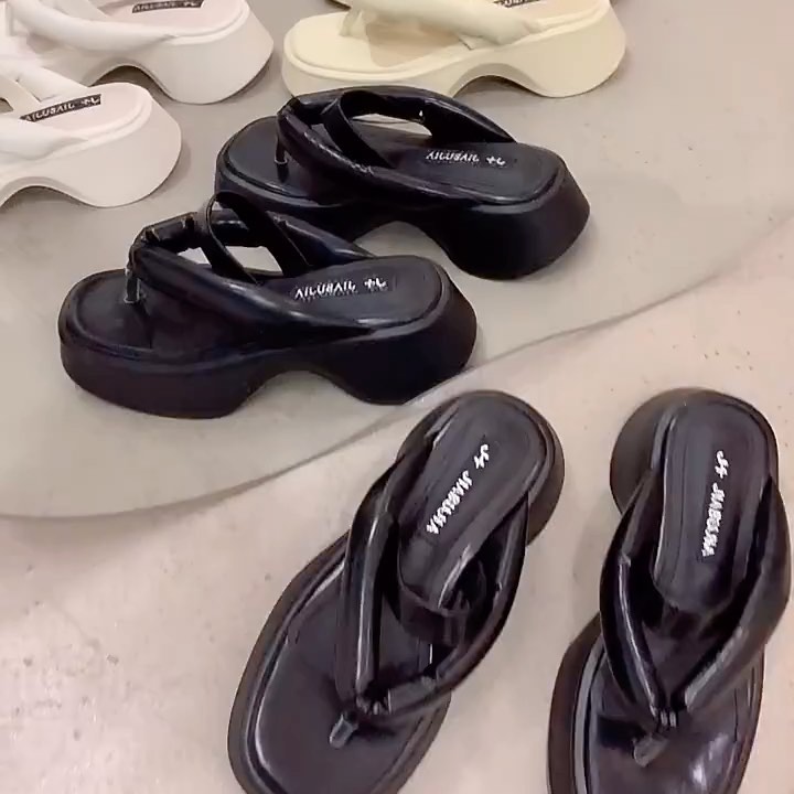 ✨PREORDER✨ 2022 summer new thick bottom sponge cake flip-flops light casual  flip-flops Size 35-40 - HoneyBee Brunei
