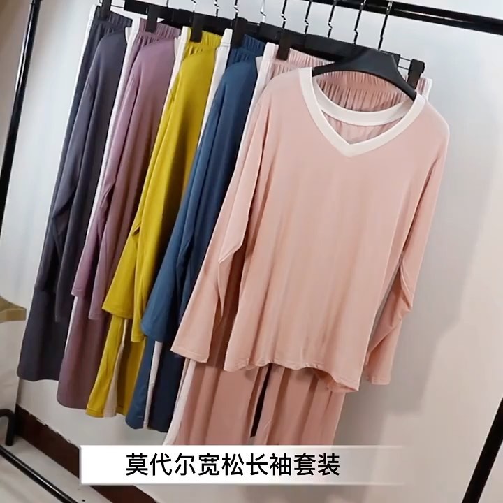 ✨PREORDER✨ Modal cotton long-sleeved pajamas loose pajamas suit women's summer thin section large size can be worn outside home service two-piece suit
Size M-XXL